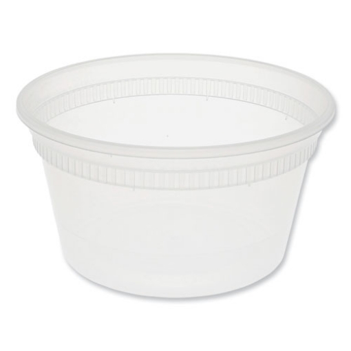 Picture of newspring delitainer microwavable container, 12 oz, 4.55 x 4.55 x 2.45, clear, plastic, 480/carton