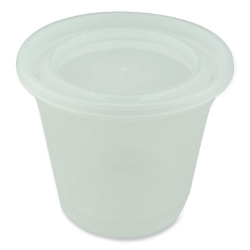 Picture of newspring delitainer microwavable container, 32 oz, 5.5 x 5.5 x 4.9, clear, plastic, 200/carton