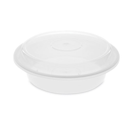 Picture of Newspring VERSAtainer Microwavable Containers,  24 oz, 7 x 7 x 2.38, White/Clear, Plastic, 150/Carton