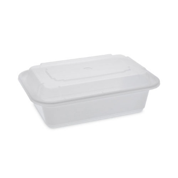 Picture of Newspring VERSAtainer Microwavable Containers, 24 oz, 5 x 7.25 x 2.63, White/Clear, Plastic, 150/Carton