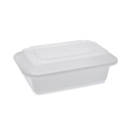 Picture of Newspring VERSAtainer Microwavable Containers, 24 oz, 5 x 7.25 x 2.63, White/Clear, Plastic, 150/Carton