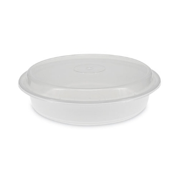 Picture of Newspring VERSAtainer Microwavable Containers, 48 oz, 9 x 9 x 2.38, White/Clear, Plastic, 150/Carton