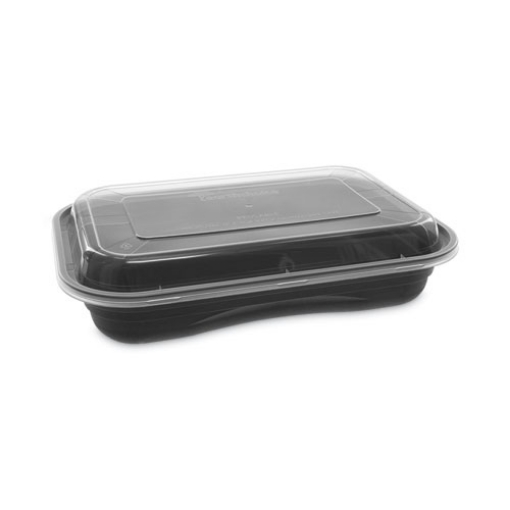 Picture of EarthChoice Versa2Go Microwaveable Container, 27 oz, 8.4 x 5.6 x 1.4, Black/Clear, Plastic, 150/Carton