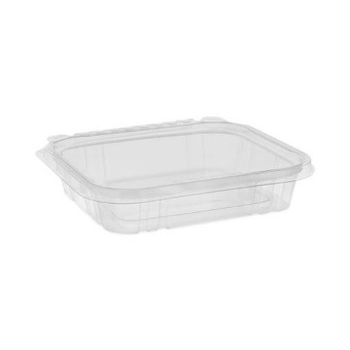 Picture of EarthChoice Tamper Evident Recycled Hinged Lid Deli Container, 16 oz, 7.25 x 6.38 x 1, Clear, Plastic, 240/Carton