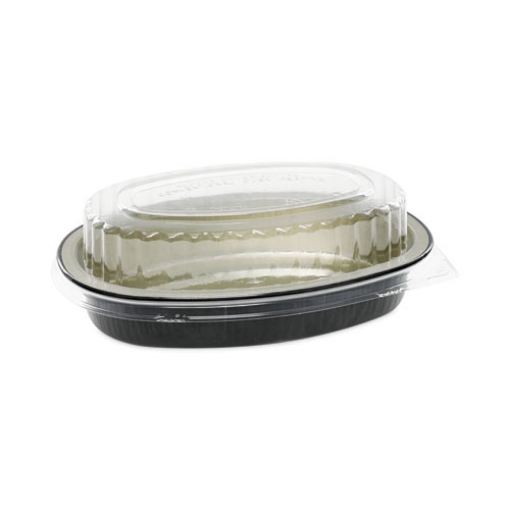 Picture of Classic Carry-Out Container, 16 oz, 6.88 x 4.56 x 3, Black/Gold, Aluminum, 100/Carton