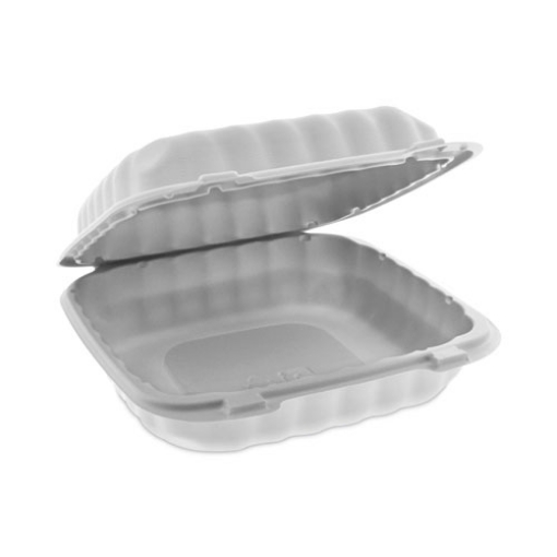 Picture of EarthChoice SmartLock Microwavable MFPP Hinged Lid Container, 8.31 x 8.35 x 3.1, White, Plastic, 200/Carton