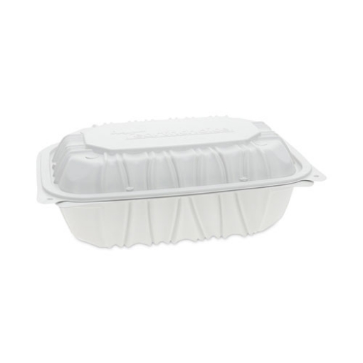 Picture of EarthChoice Vented Microwavable MFPP Hinged Lid Container, 9 x 6 x 3.1, White, Plastic, 170/Carton