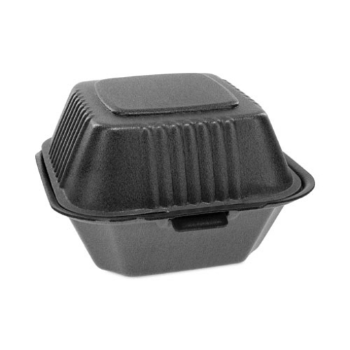 Picture of SmartLock Foam Hinged Lid Container, Sandwich, 5.75 x 5.75 x 3.25, Black, 504/Carton