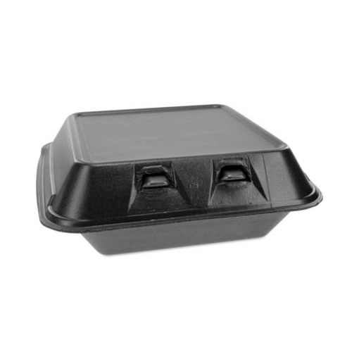 Picture of SmartLock Foam Hinged Lid Container, Medium, 8 x 8.5 x 3, Black, 150/Carton