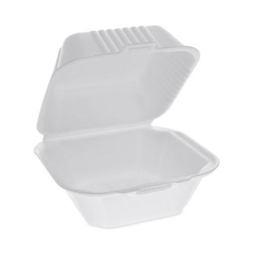 Picture of SmartLock Foam Hinged Lid Container, Sandwich, 5.75 x 5.75 x 3.25, White, 504/Carton