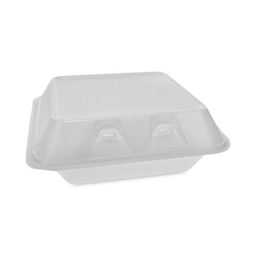 Picture of SmartLock Foam Hinged Lid Container, Medium, 3-Compartment, 8 x 8.5 x 3, White, 150/Carton