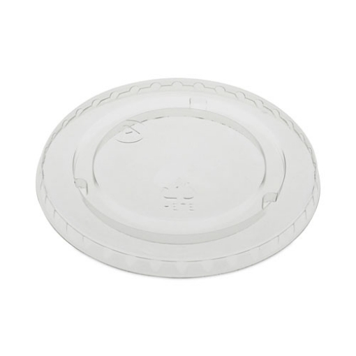 Picture of EarthChoice Strawless RPET Lid, Flat Lid, Fits 9 oz to 20 oz "A" Cups, Clear 1,020/Carton