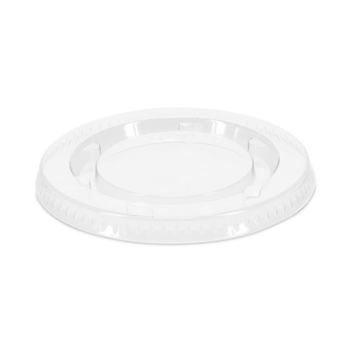 Picture of Plastic Portion Cup Lid, Fits 1.5 oz to 2.5 oz Cups, Clear, 100/Pack, 24 Packs/Carton