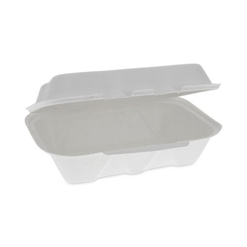 Picture of EarthChoice Bagasse Hinged Lid Container, Dual Tab Lock, 9.1 x 6.1 x 3.3, Natural, Sugarcane, 150/Carton