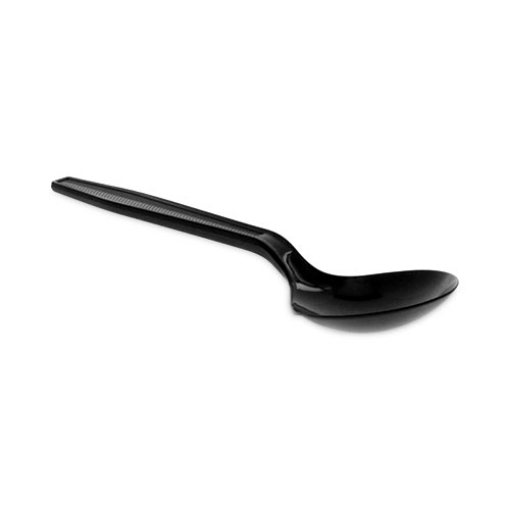 Picture of Meadoware Cutlery, Soup Spoon, Medium Heavy Weight, Black, 1,000/Carton