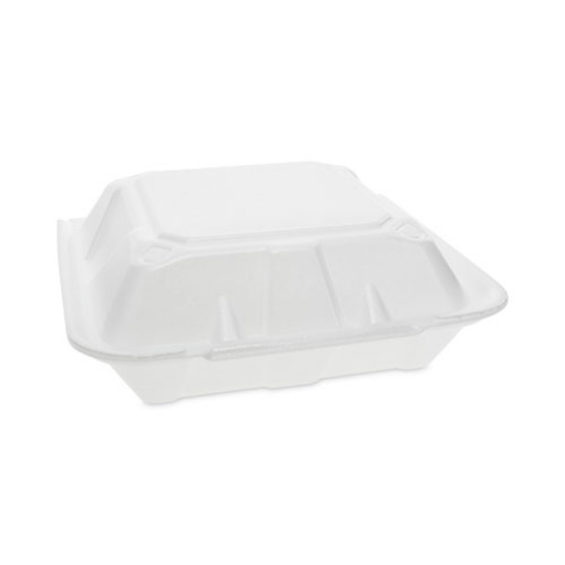 Picture of Vented Foam Hinged Lid Container, Dual Tab Lock, 9.13 x 9 x 3.25, White, 150/Carton