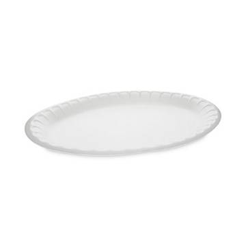 Picture of Placesetter Satin Non-Laminated Foam Dinnerware, Oval Platter, 11.5 x 8.5, White, 500/Carton