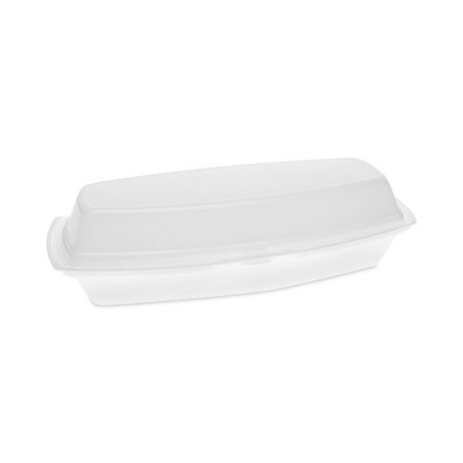 Picture of Foam Hinged Lid Container, Single Tab Lock Hot Dog, 7.25 x 3 x 2, White, 504/Carton