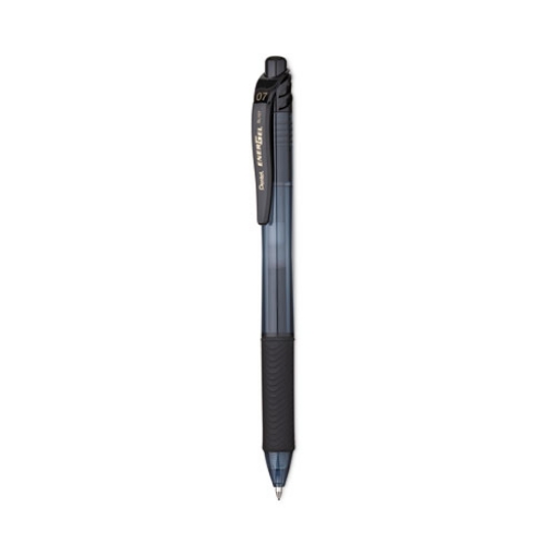 Picture of EnerGel-X Gel Pen, Retractable, Medium 0.7 mm, Black Ink, Smoke/Black Barrel, 24/Pack