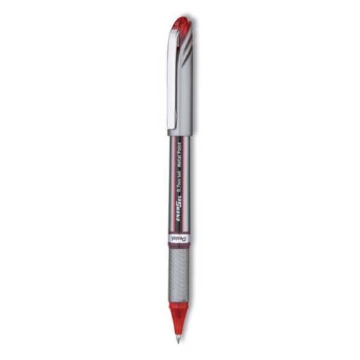 Picture of EnerGel NV Gel Pen, Stick, Medium 0.7 mm, Red Ink, Gray/Black/Red Barrel, Dozen