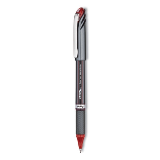 Picture of EnerGel NV Gel Pen, Stick, Bold 1 mm, Red Ink, Gray/Red Barrel, Dozen