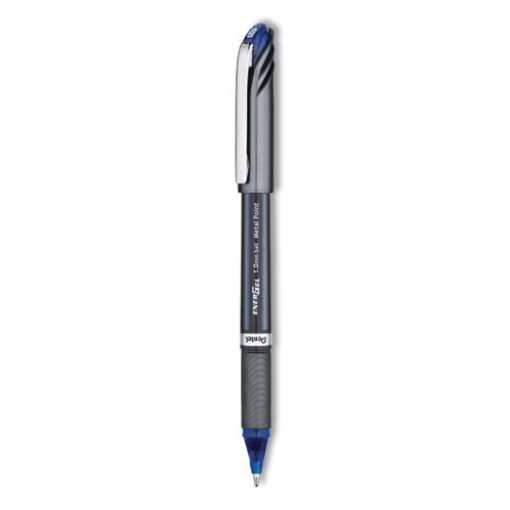 Picture of EnerGel NV Gel Pen, Stick, Bold 1 mm, Blue Ink, Gray/Blue Barrel, Dozen