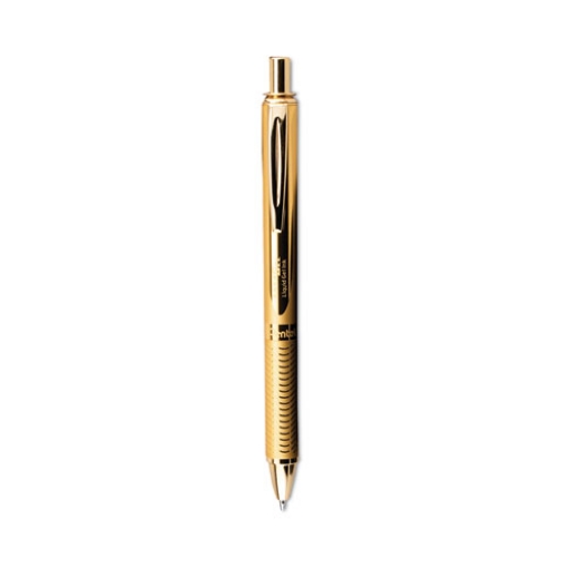 Picture of Energel Alloy Gel Pen, Retractable, Medium 0.7 Mm, Black Ink, Gold Barrel