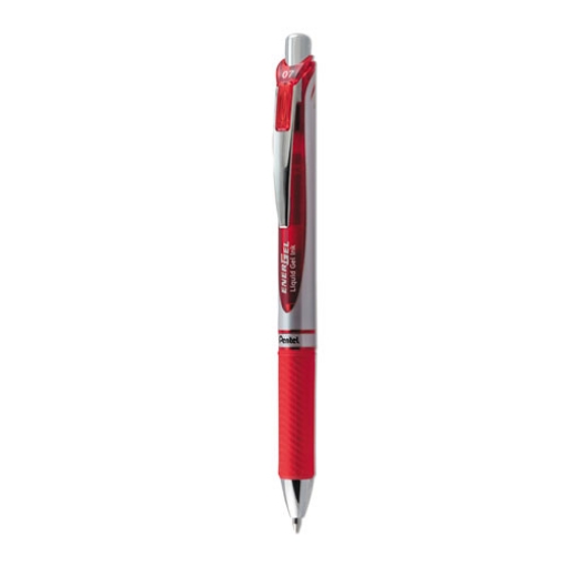 Picture of Energel Rtx Gel Pen, Retractable, Medium 0.7 Mm, Red Ink, Red/gray Barrel