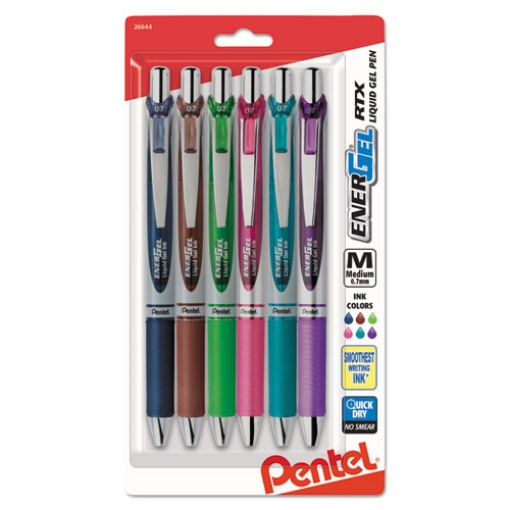 Picture of Energel Rtx Gel Pen, Retractable, Medium 0.7 Mm, Assorted Ink And Barrel Colors, 6/pack