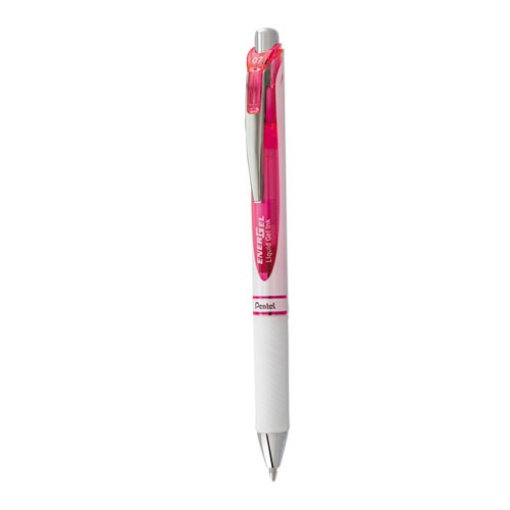 Picture of EnerGel RTX Gel Pen, Retractable, Medium 0.7 mm, Pink Ink, White/Translucent Pink Barrel