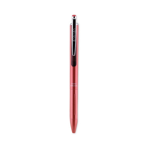 Picture of EnerGel RTX Gel Pen, Retractable, Medium 0.7 mm, Black Ink, Metallic Red Barrel, 5/Pack