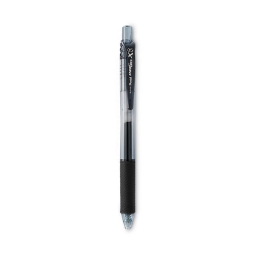 Picture of EnerGel-X Gel Pen, Retractable, Fine 0.5 mm Needle Tip, Black Ink, Clear/Black Barrel, Dozen