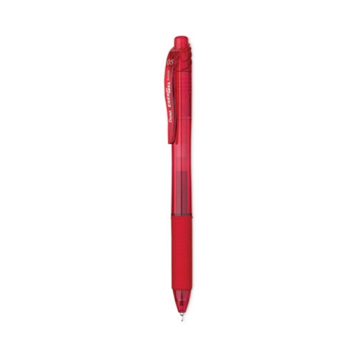 Picture of EnerGel-X Gel Pen, Retractable, Fine 0.5 mm Needle Tip, Red Ink, Translucent Red/Red Barrel, Dozen