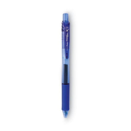 Picture of EnerGel-X Gel Pen, Retractable, Fine 0.5 mm Needle Tip, Blue Ink, Translucent Blue/Blue Barrel, Dozen