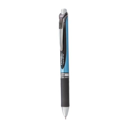 Picture of EnerGel RTX Gel Pen, Retractable, Fine 0.5 mm Needle Tip, Black Ink, Black/Blue Barrel