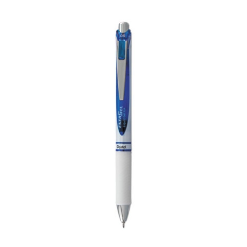 Picture of EnerGel RTX Gel Pen, Retractable, Fine 0.5 mm Needle Tip, Blue Ink, White/Translucent Blue Barrel