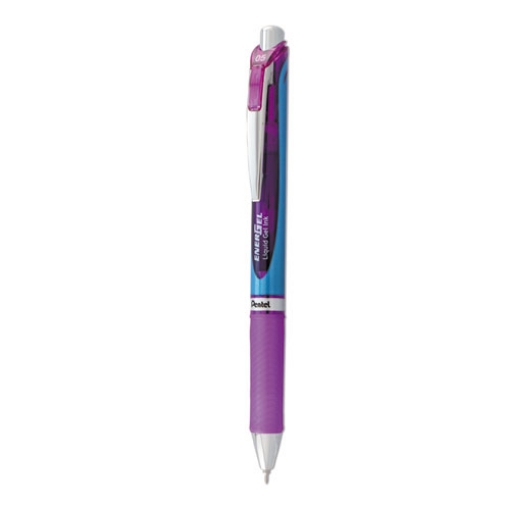 Picture of EnerGel RTX Gel Pen, Retractable, Fine 0.5 mm Needle Tip, Violet Ink, Violet/Blue Barrel