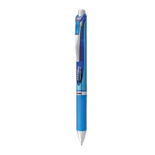 Picture of EnerGel RTX Gel Pen, Retractable, Medium 0.7 mm Needle Tip, Blue Ink, Blue/Light Blue Barrel