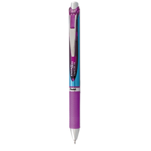 Picture of EnerGel RTX Gel Pen, Retractable, Medium 0.7 mm Needle Tip, Violet Ink, Violet/Blue Barrel