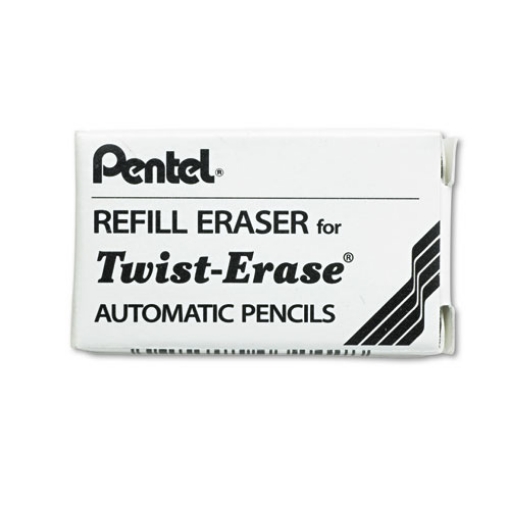 Picture of Eraser Refills For Pentel Side Fx And Twist-Erase Pencils, Cylindrical Rod, White, 3/tube