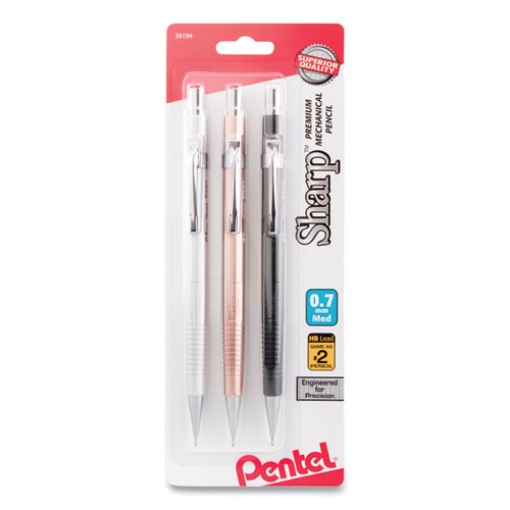 Picture of Sharp Mechanical Pencil, 0.7 mm, HB (#2), Black Lead, Assorted Barrel Colors, 3/Pack