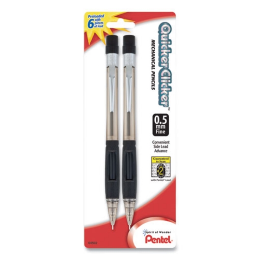 Picture of Quicker Clicker Mechanical Pencil, 0.5 mm, HB (#2), Black Lead, Smoke/Black Barrel, 2/Pack