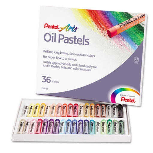 Picture of Oil Pastel Set With Carrying Case, 36 Assorted Colors, 0.38 Dia X 2.38", 36/pack