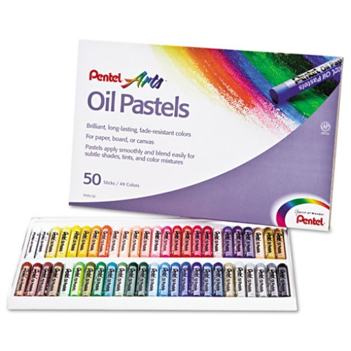 Picture of Oil Pastel Set With Carrying Case, 45 Assorted Colors, 0.38' Dia X 2.38", 50/pack