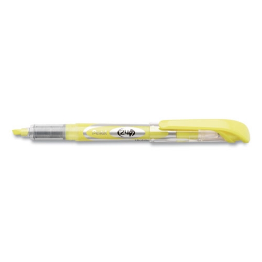 Picture of 24/7 Highlighters, Bright Yellow Ink, Chisel Tip, Bright Yellow/silver/clear Barrel, Dozen