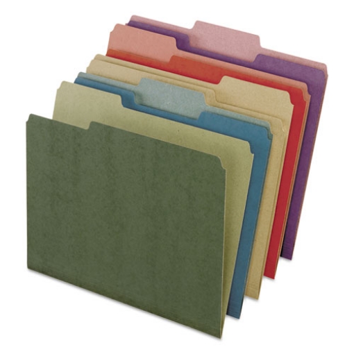 Picture of Earthwise by Pendaflex 100% Recycled File Folders, 1/3-Cut Tabs: Assorted, Letter, 0.5" Expansion, Assorted Colors, 50/Box