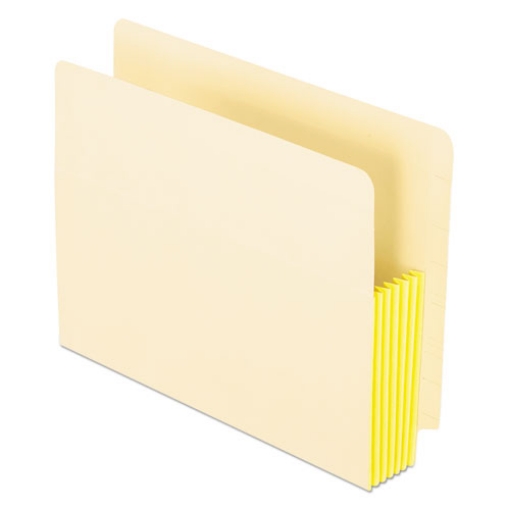 Picture of Manila Drop Front Shelf File Pockets with Rip-Proof-Tape Gusset Top, 5.25" Expansion, Letter Size, Manila, 10/Box