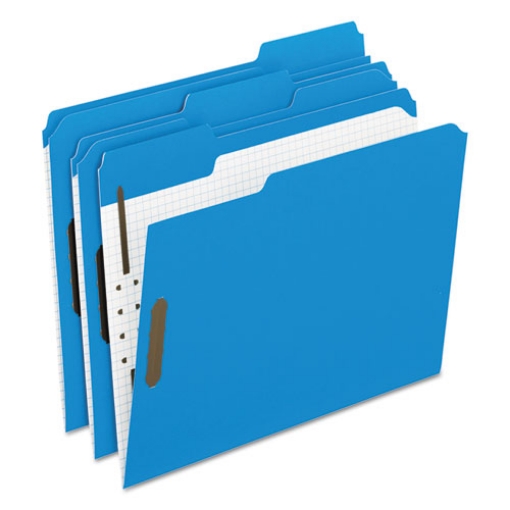 Picture of Colored Classification Folders with Embossed Fasteners, 2 Fasteners, Letter Size, Blue Exterior, 50/Box