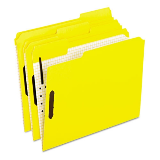 Picture of Colored Classification Folders with Embossed Fasteners, 2 Fasteners, Letter Size, Yellow Exterior, 50/Box