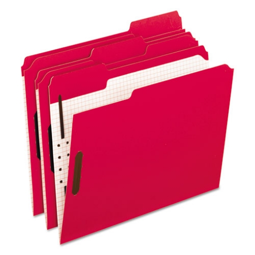 Picture of Colored Classification Folders with Embossed Fasteners, 2 Fasteners, Letter Size, Red Exterior, 50/Box